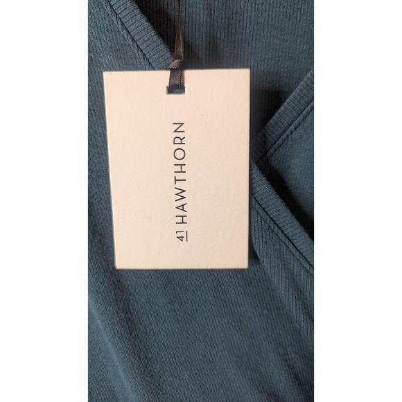 New 41 Hawthorn Green ribbed jersey side ruched midi dress size XL - Picture 6 of 10